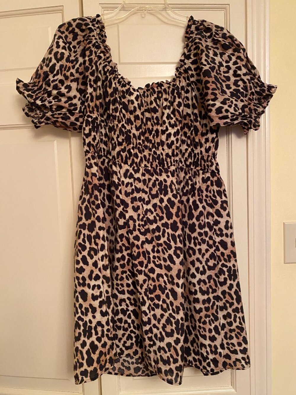 Large H&M leopard off-the-shoulder peasant dress